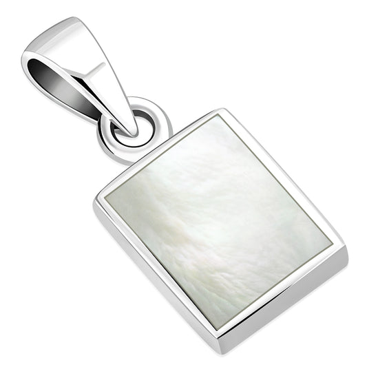 Mother of Pearl Rectangle Silver Pendant