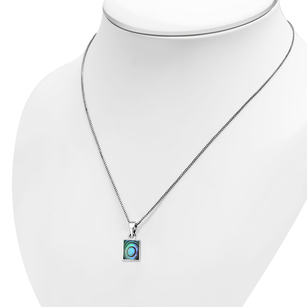 Abalone Shell Rectangle Silver Pendant