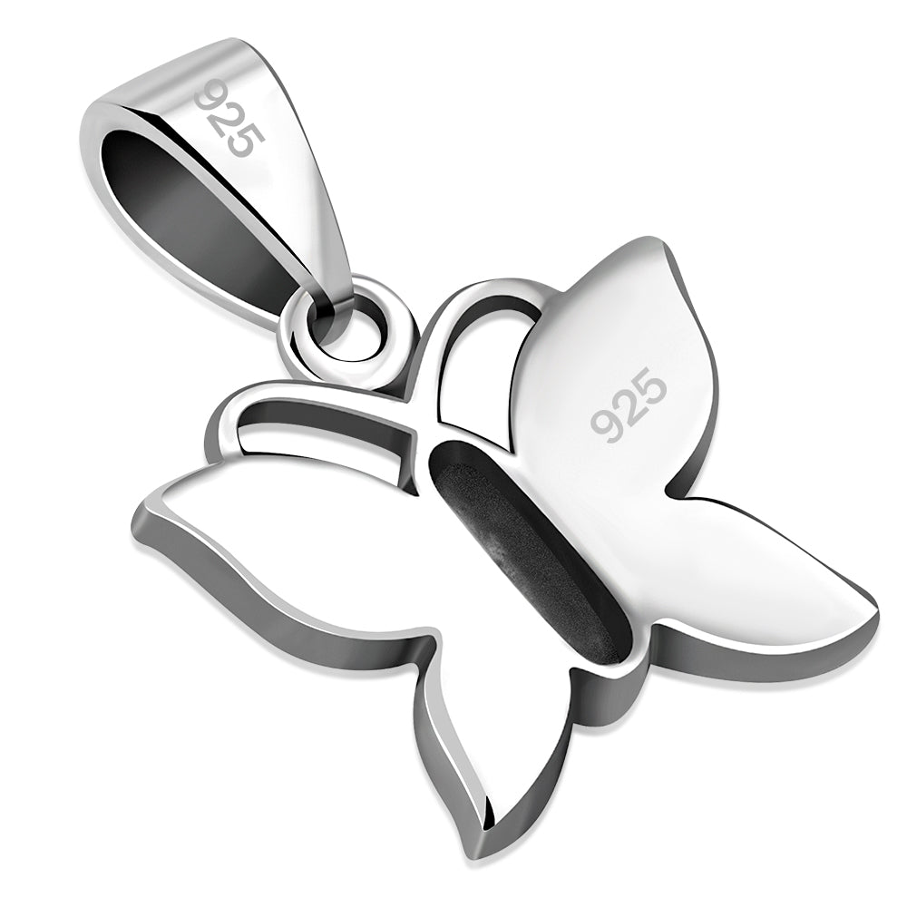 Black Onyx Butterfly Silver Pendant