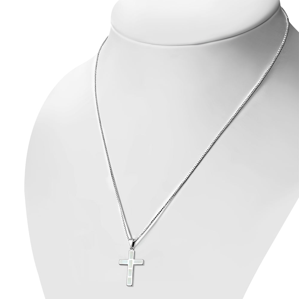 Mother of Pearl Silver Cross Pendant