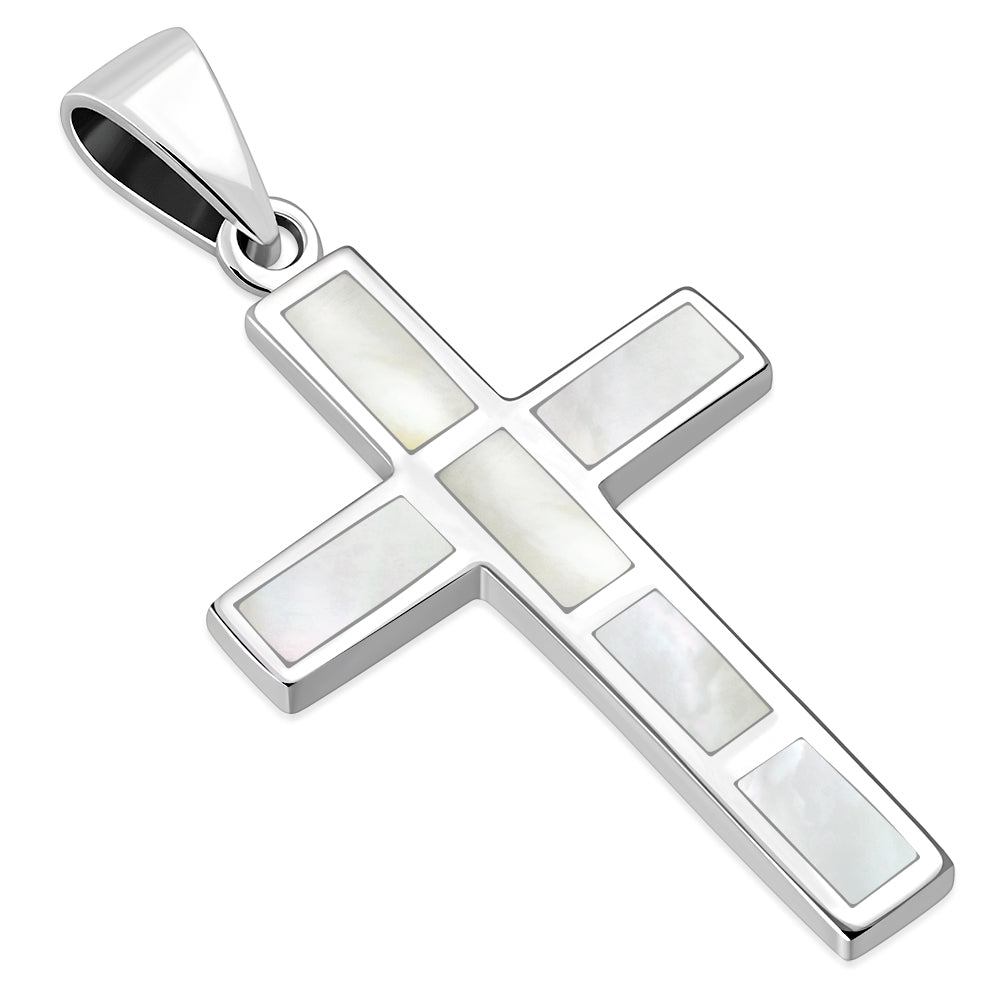 Mother of Pearl Silver Cross Pendant