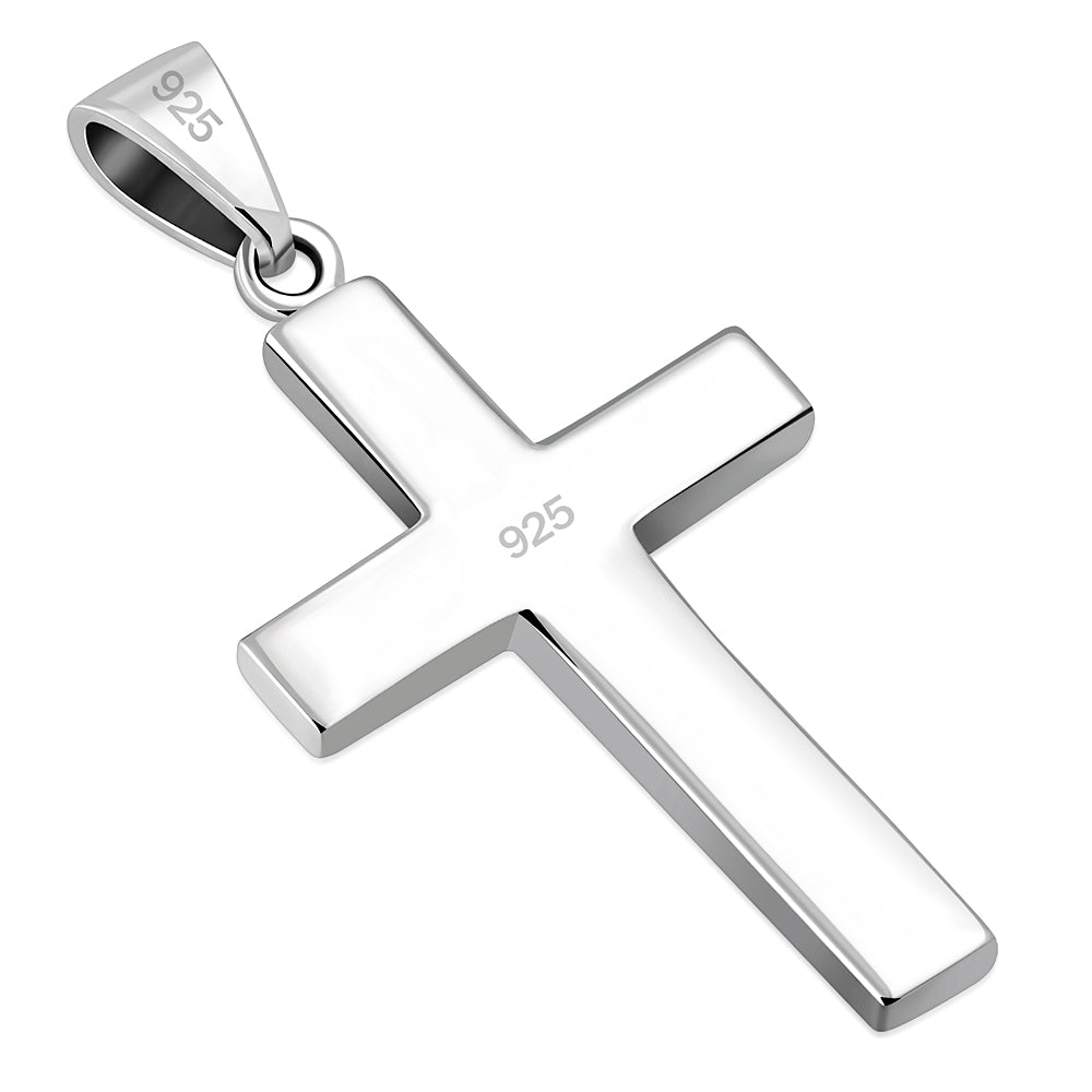 Black Onyx Silver Cross Pendant