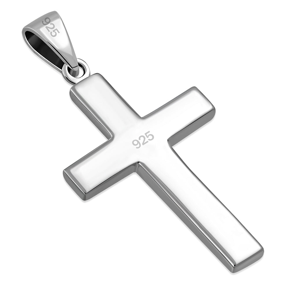 Black Onyx Silver Cross Pendant