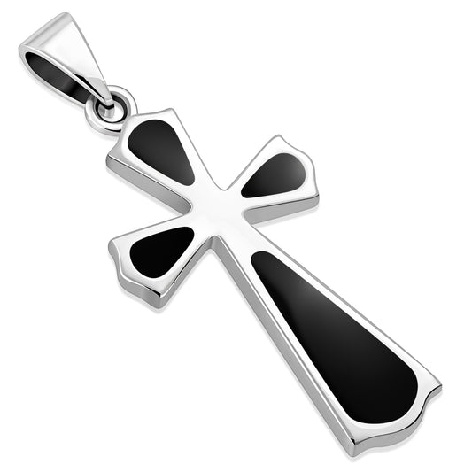 Black Onyx Cross Silver Pendant