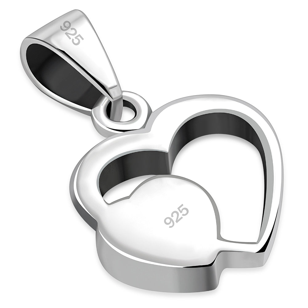Mother of Pearl Hearts Silver Pendant