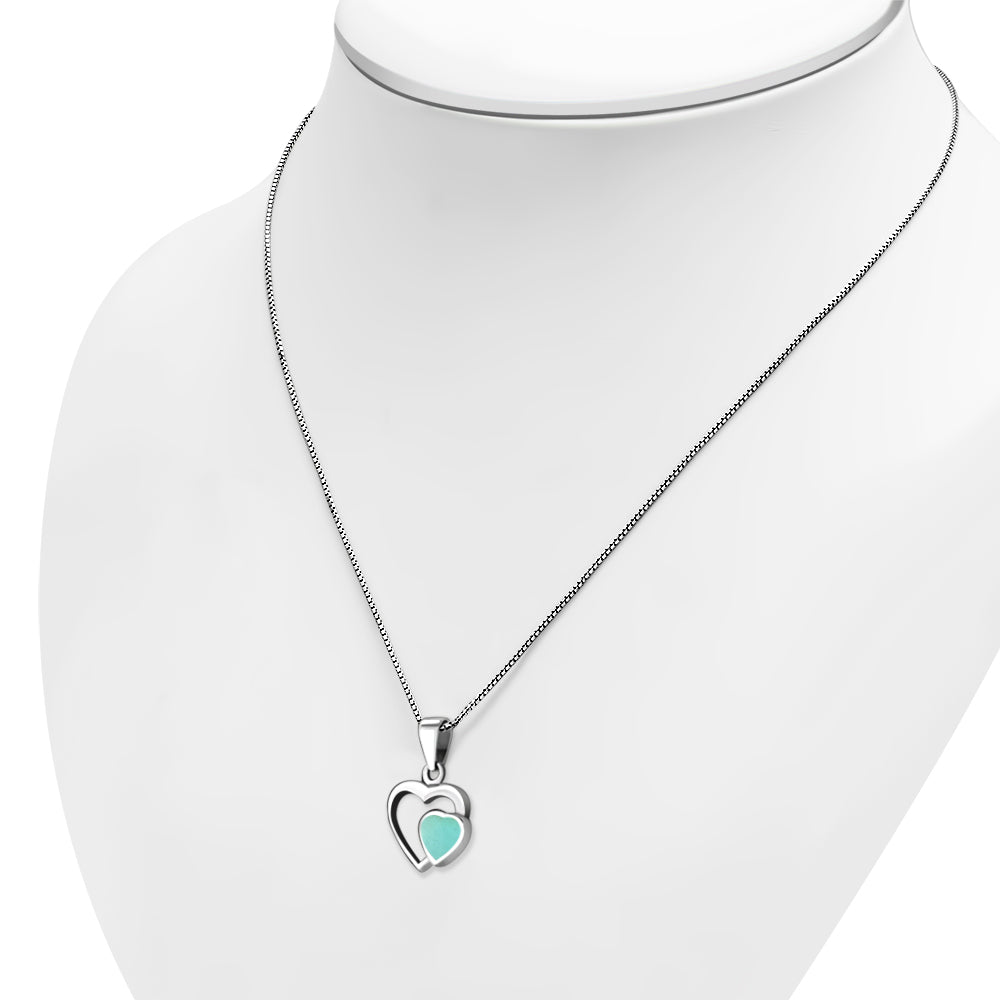 Turquoise Hearts Sterling Silver Pendant