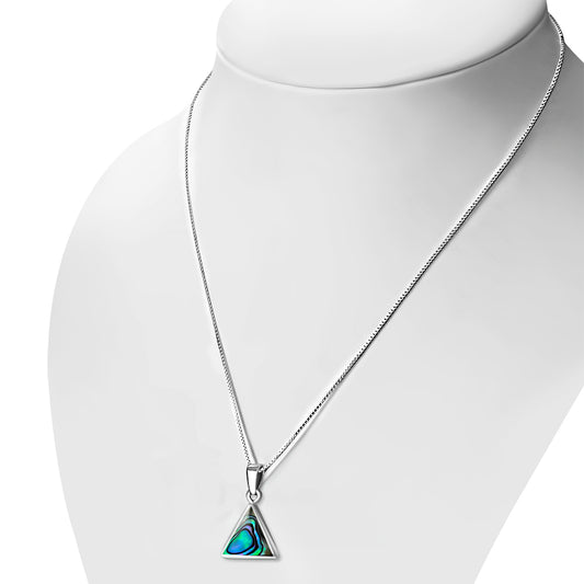 Abalone Shell Triangle Silver Pendant