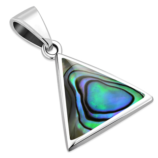 Abalone Shell Triangle Silver Pendant