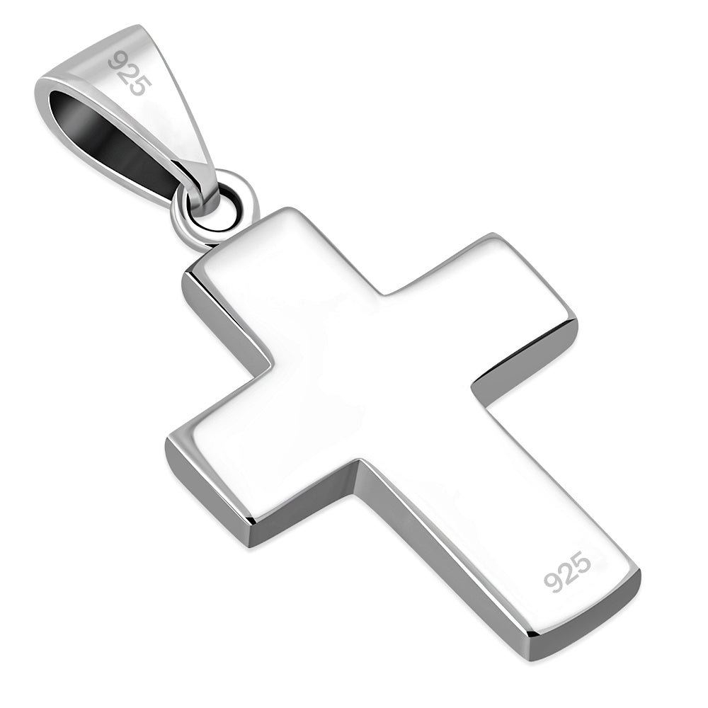 Mother of Pearl Cross Silver Pendant