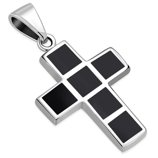 Black Onyx Cross Silver Pendant