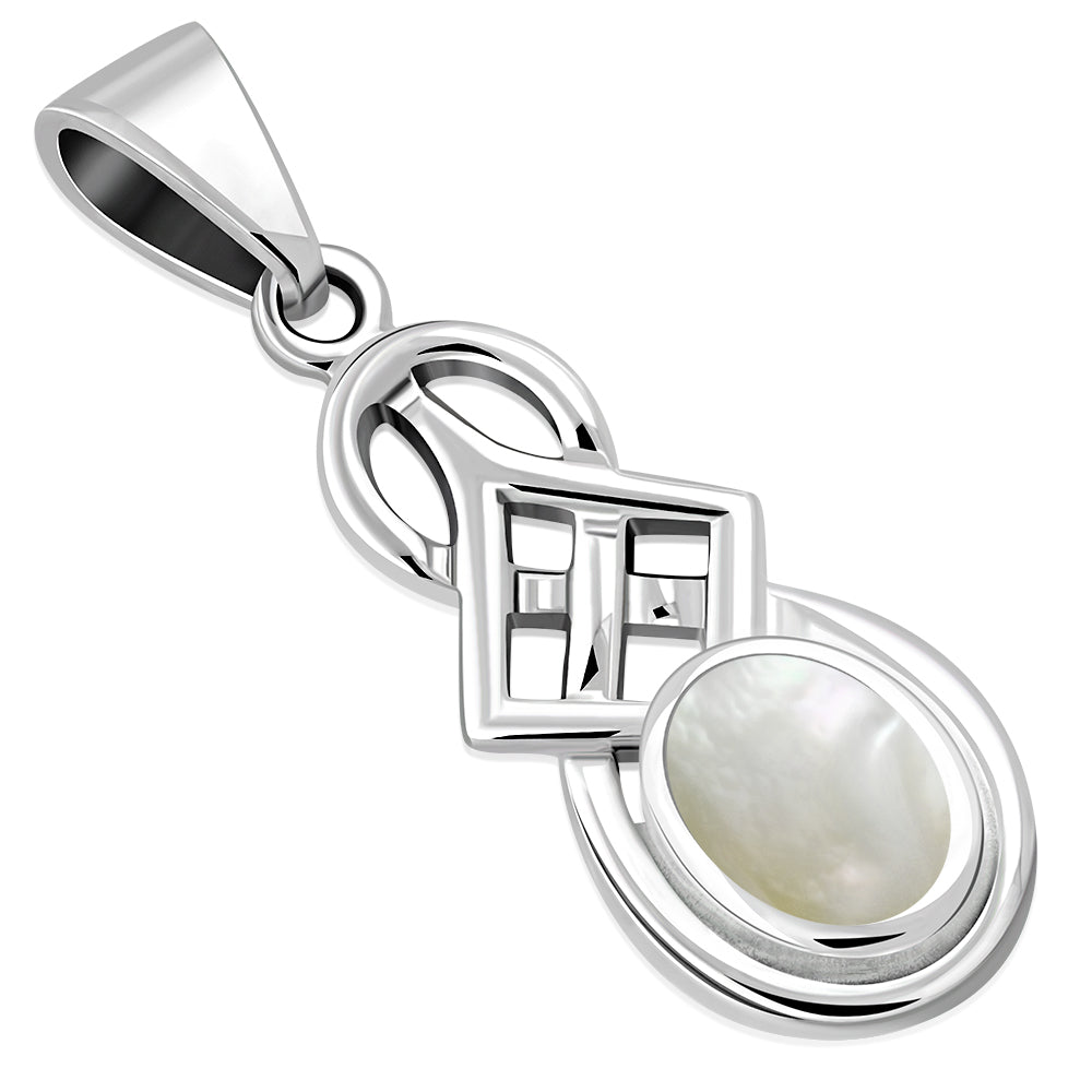 Mother of Pearl Celtic Knot Silver Pendant