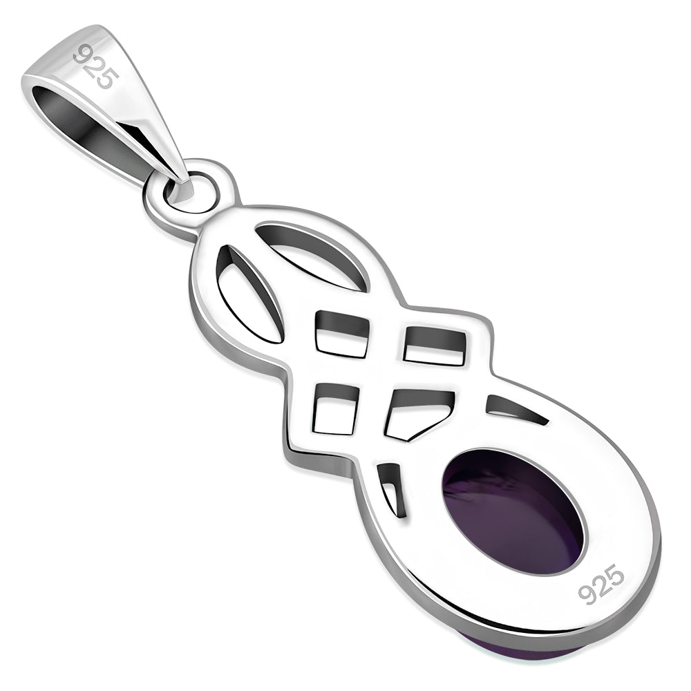 Small Amethyst Stone Celtic Silver Pendant