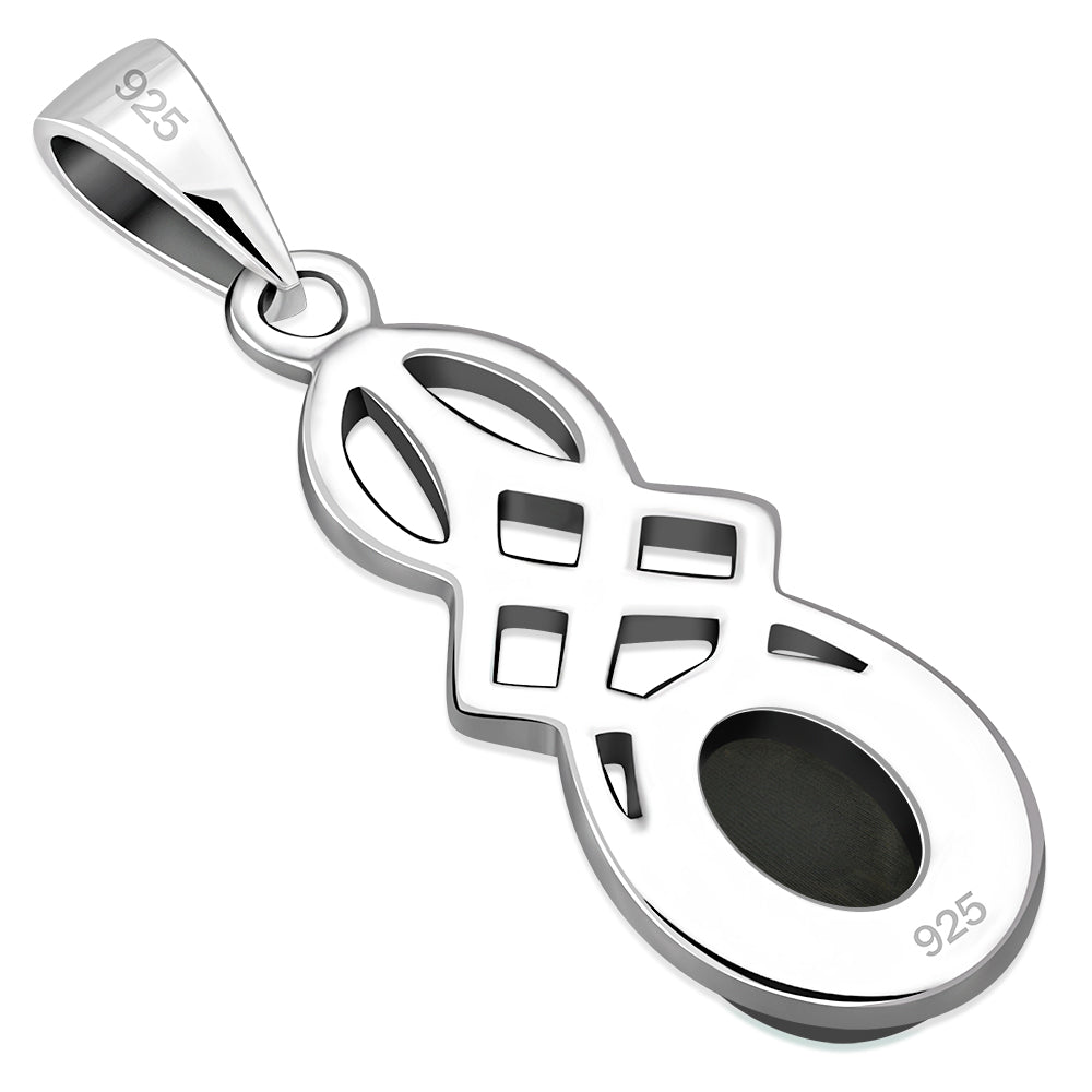 Small Black Onyx Celtic Silver Pendant