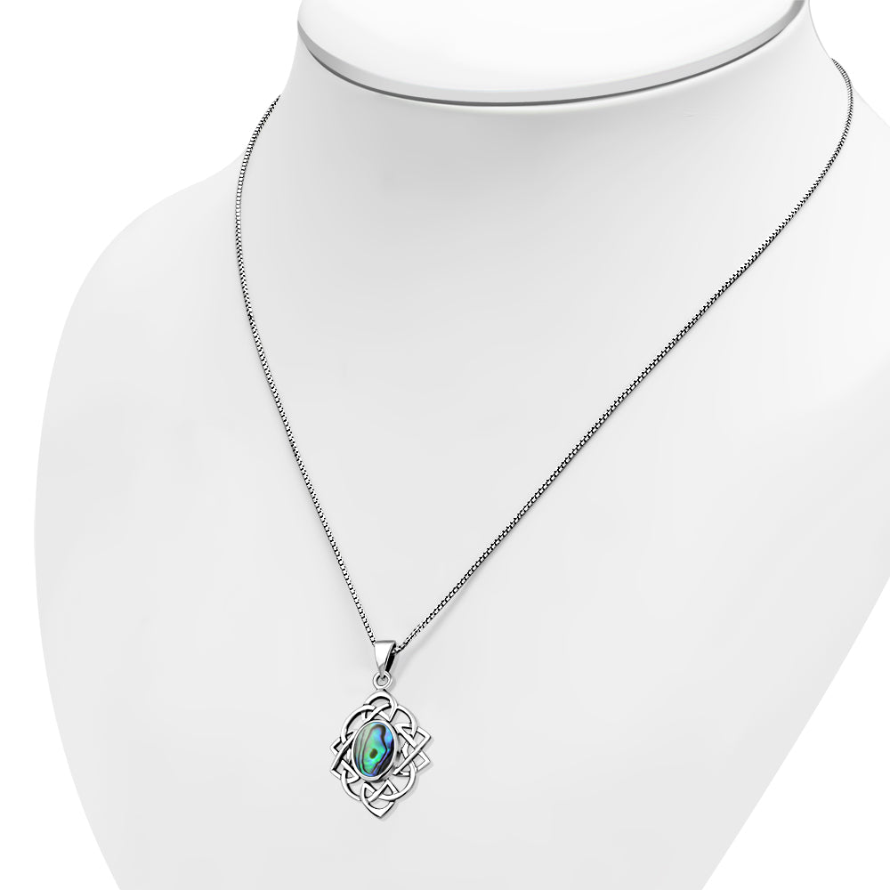 Abalone Shell Celtic Knot Silver Pendant