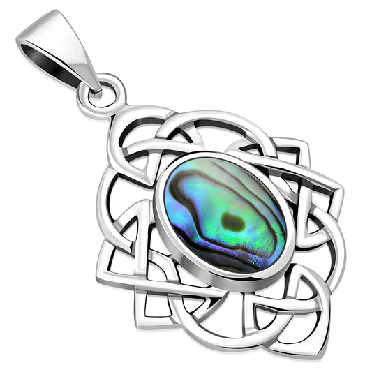 Abalone Shell Celtic Knot Silver Pendant