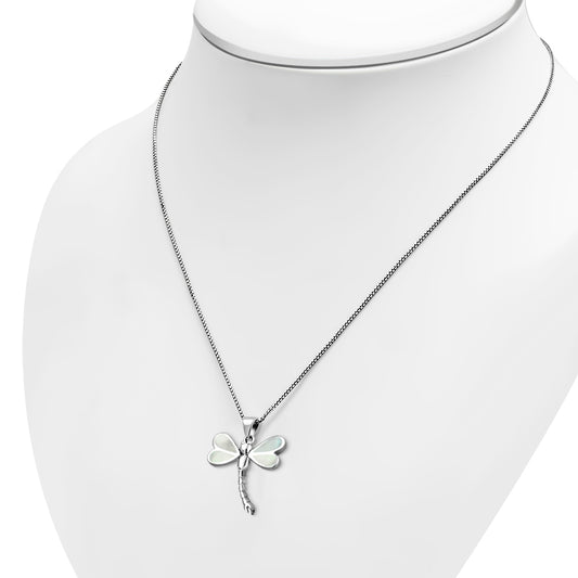 Mother of Pearl Dragonfly Silver Pendant