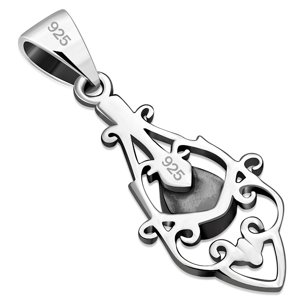 Mother Of Pearl Ethnic Sterling Silver Drop Pendant