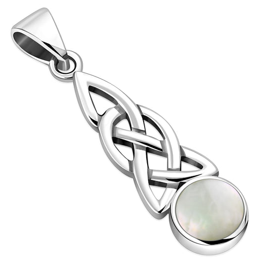 Mother of Pearl Celtic Knot Silver Pendant