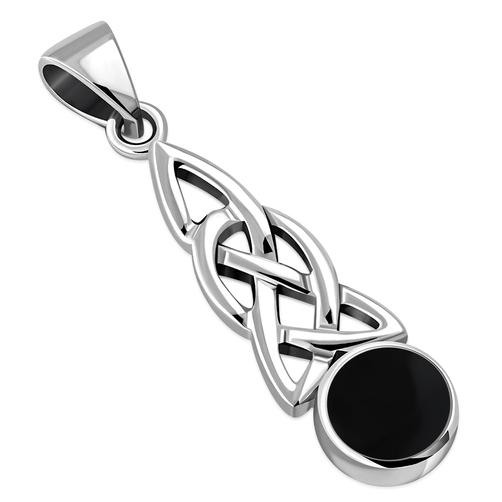 Black Onyx Celtic Knot Silver Pendant