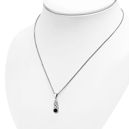 Black Onyx Celtic Knot Silver Pendant