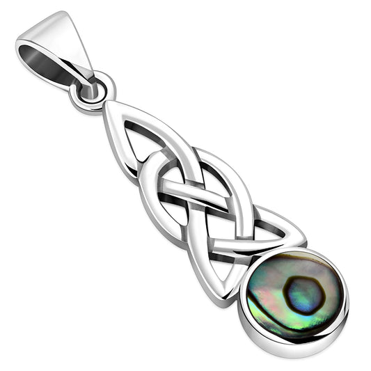 Abalone Shell Celtic Knot Silver Pendant