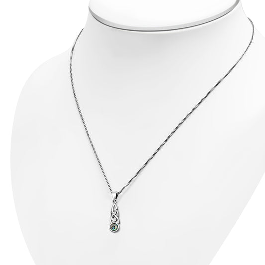 Abalone Shell Celtic Knot Silver Pendant