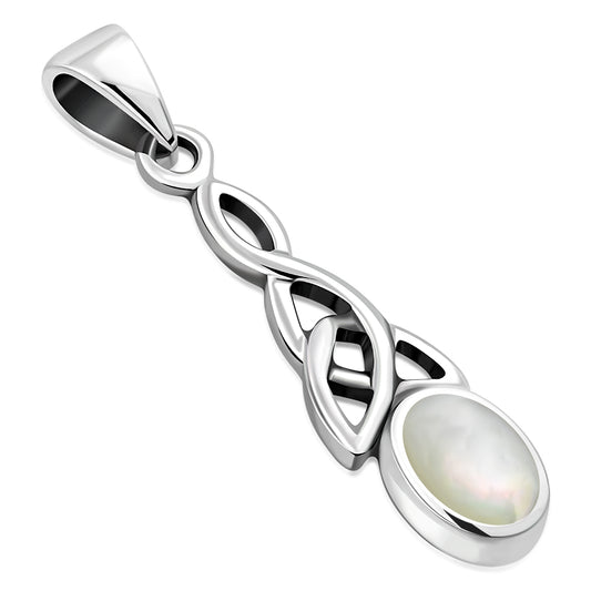 Mother of Pearl Celtic Trinity Silver Pendant