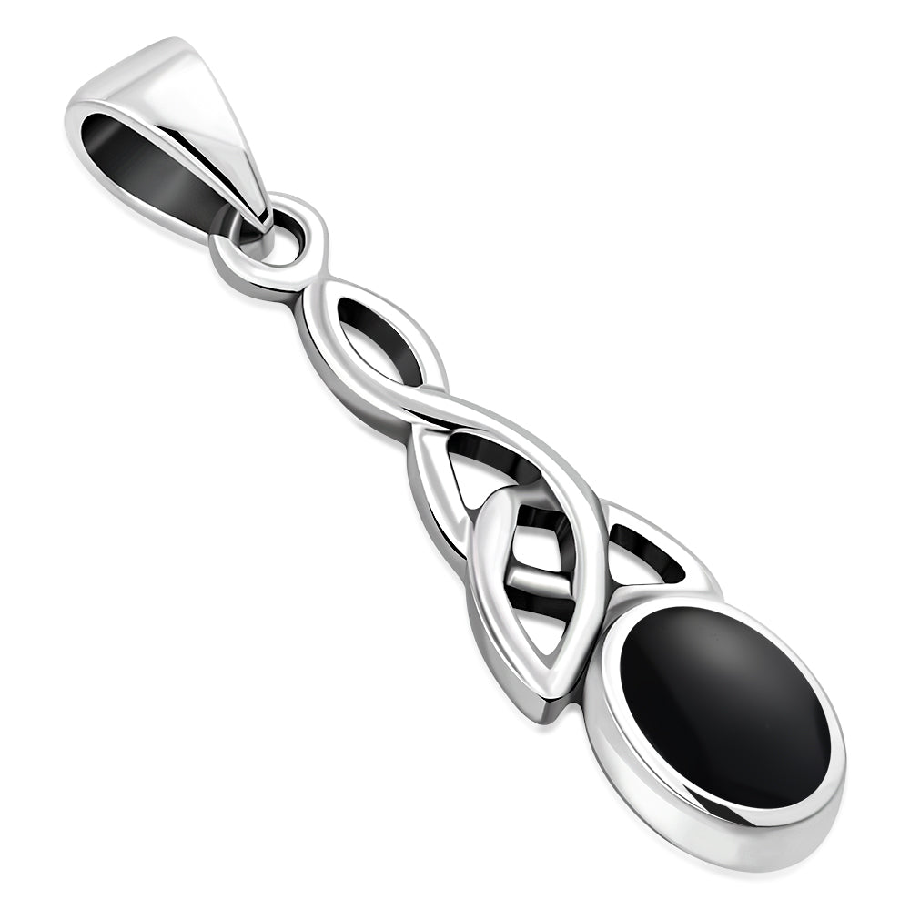 Black Onyx Celtic Trinity Silver Pendant