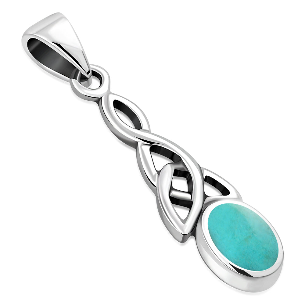 Turquoise Celtic Trinity Silver Pendant