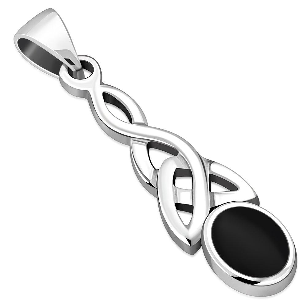 Black Onyx Celtic Trinity Silver Pendant