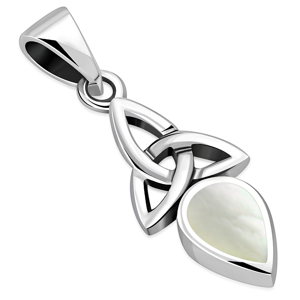 Mother of Pearl Tiny Celtic Trinity Knot Silver Pendant