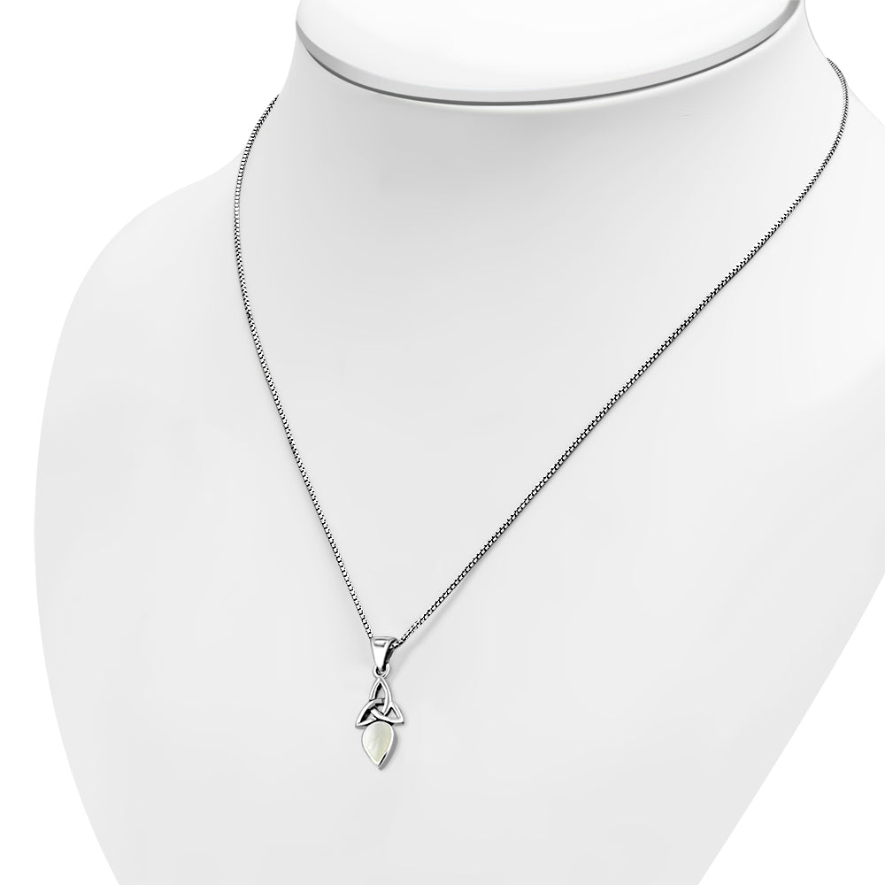 Mother of Pearl Tiny Celtic Trinity Knot Silver Pendant