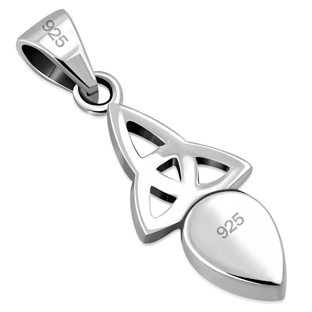 Mother of Pearl Tiny Celtic Trinity Knot Silver Pendant