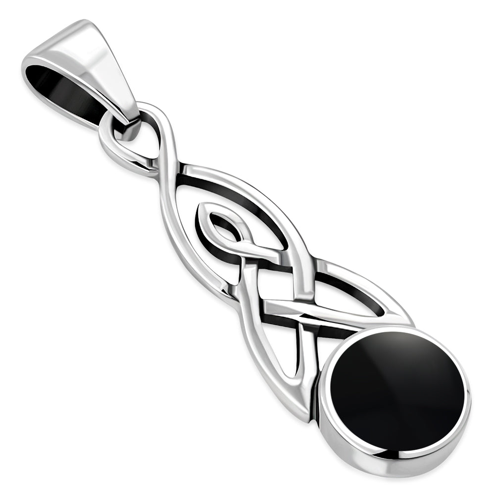 Black Onyx Celtic Trinity Silver Pendant