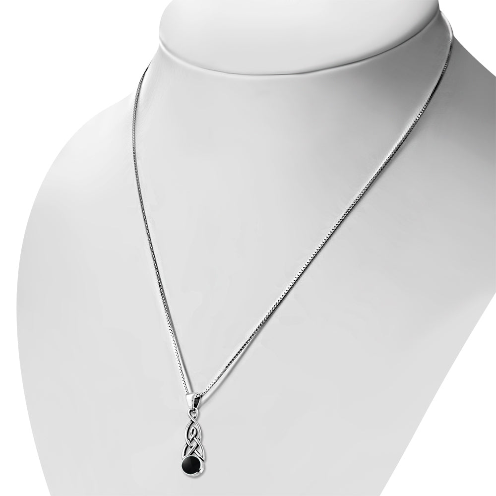 Black Onyx Celtic Trinity Silver Pendant