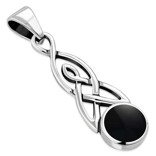 Black Onyx Celtic Trinity Silver Pendant