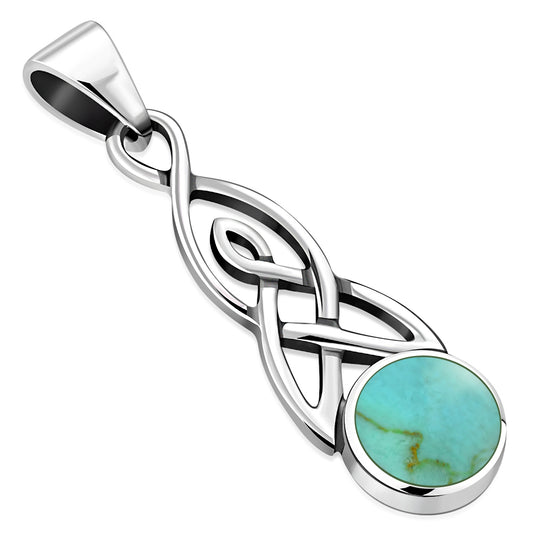 Turquoise Celtic Trinity Silver Pendant