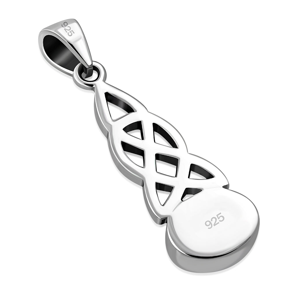Synthetic Blue Opal Celtic Knot Silver Pendant