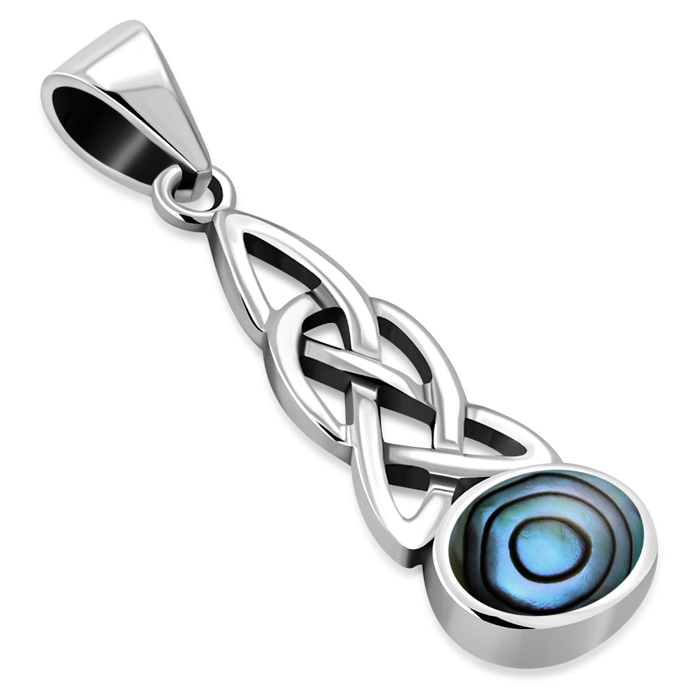 Celtic Trinity Knot Necklace 925 Sterling Silver Abalone  Sterling Silver and Blue Celtic Abalone Necklace main image 1