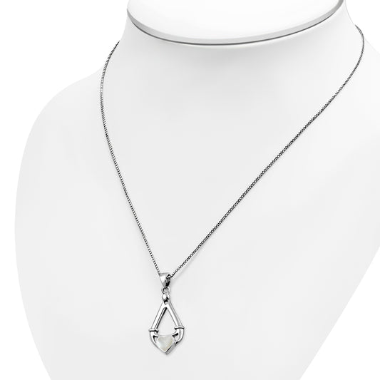 Mother of Pearl Irish Claddagh Silver Pendant