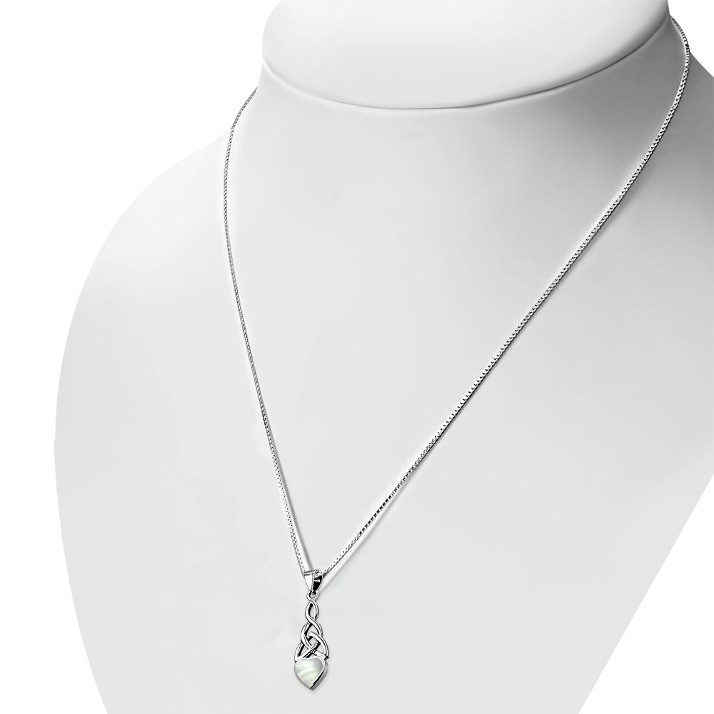Mother of Pearl Heart Celtic Trinity Silver Pendant