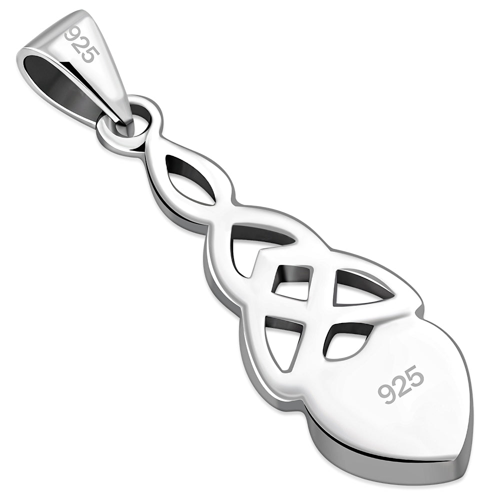 Mother of Pearl Heart Celtic Trinity Silver Pendant