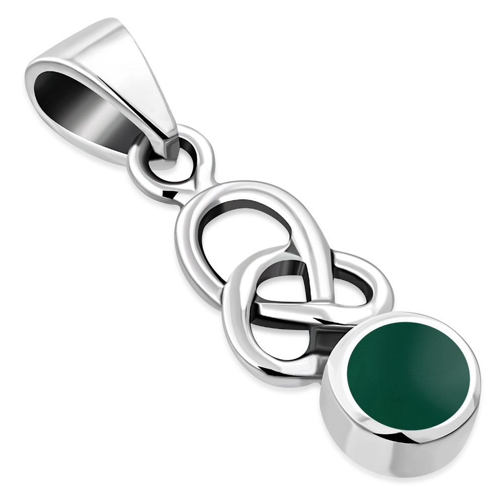 Green Agate Celtic Knot Silver Pendant