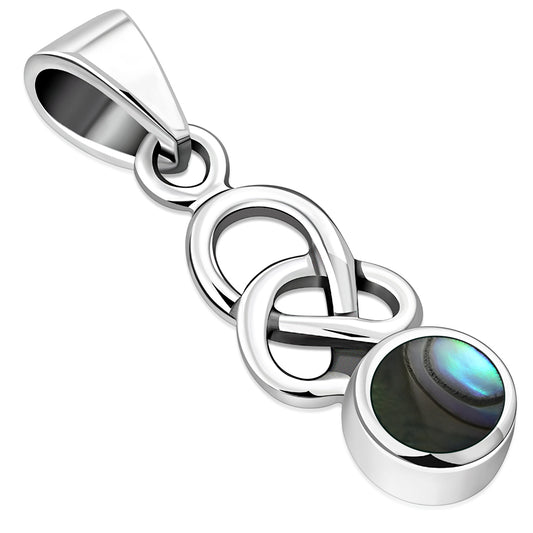 Abalone Shell Celtic Knot Silver Pendant