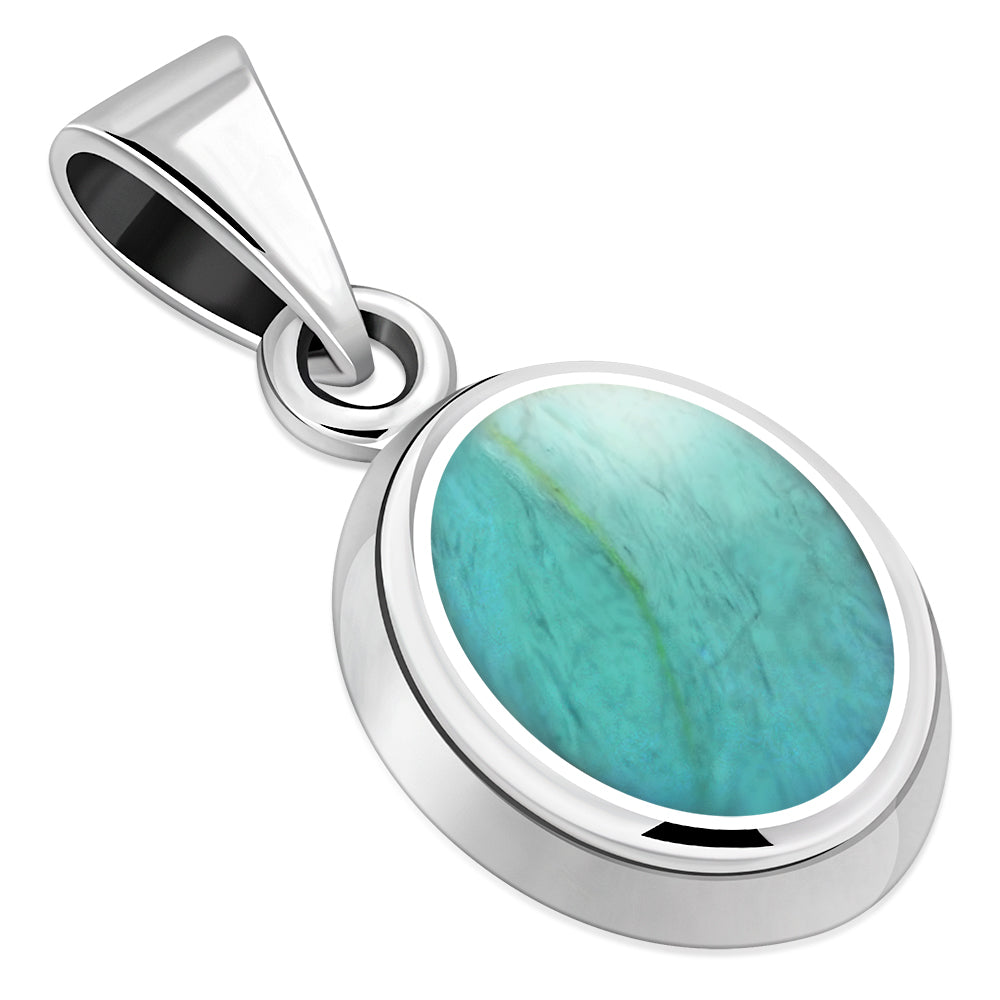 Turquoise Shell Oval Silver Pendant