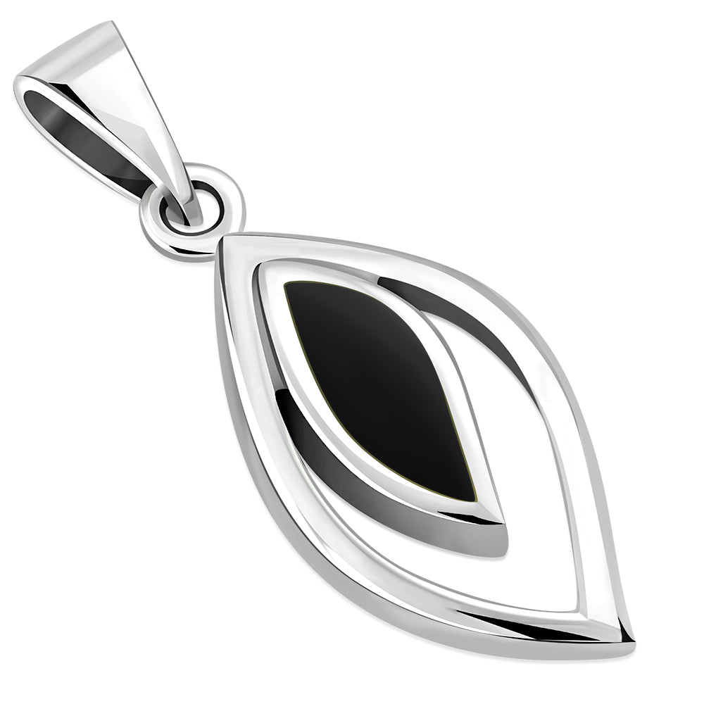 Black Onyx Drop Silver Pendant