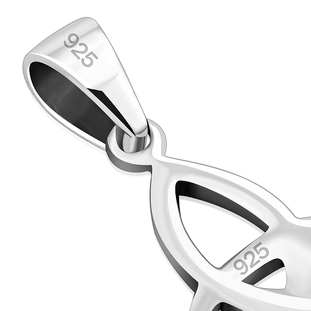 Mother of Pearl Trinity Knot Silver Pendant