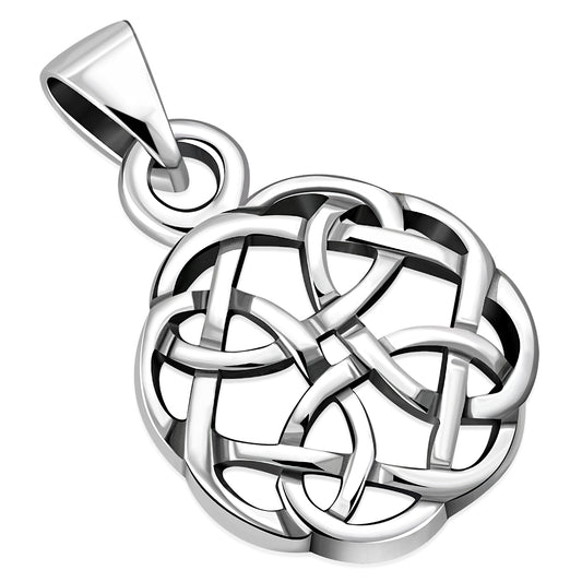 Tiny Round Celtic Knot Silver Pendant
