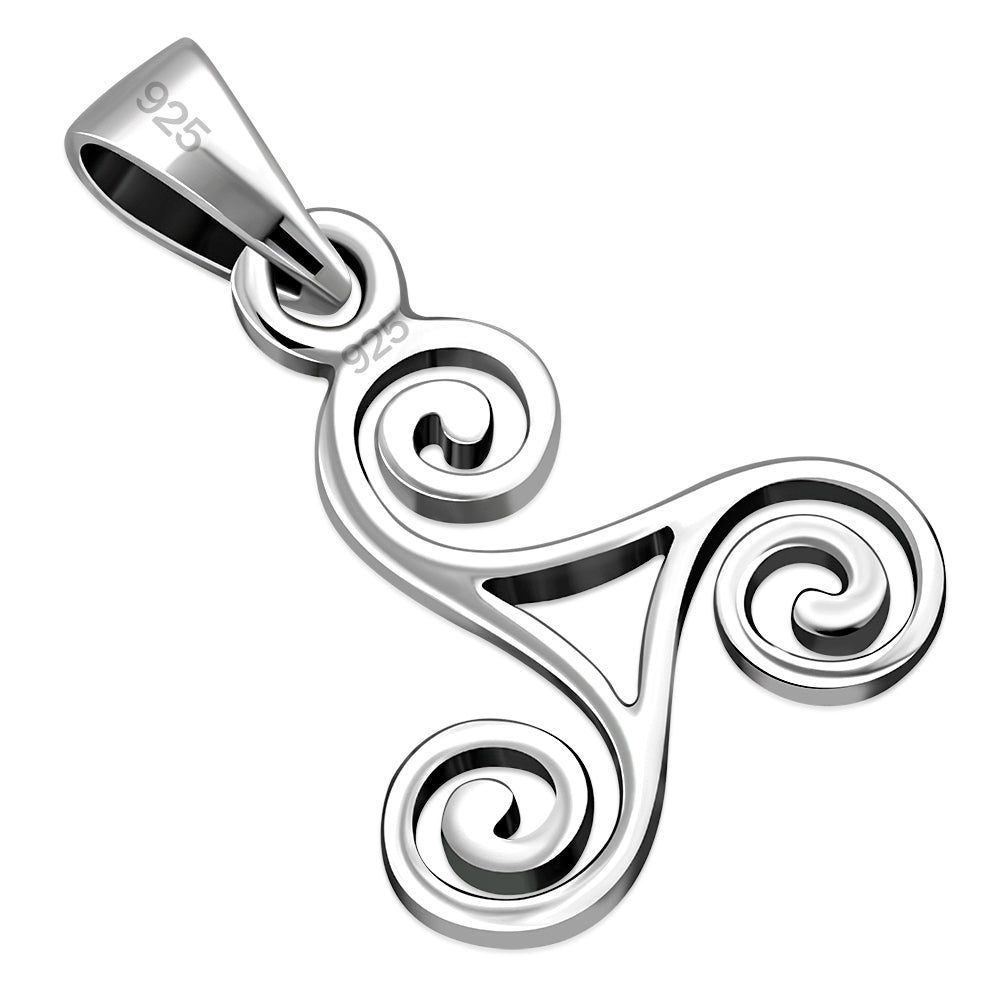 Tiny Silver Celtic Triskele Triple Spiral Pendant