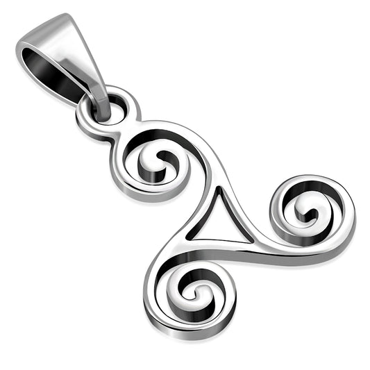 Tiny Silver Celtic Triskele Triple Spiral Pendant